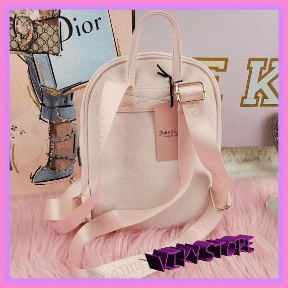 NWT ๐ Juicy Couture Velvet Backpack Rhinestones Glamorous &โChic #7086 ๐ - Picture 2 of 14